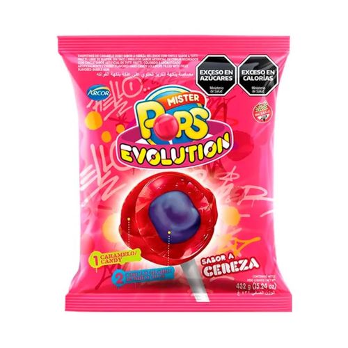 Chupetines Mister Pops Evolution Sabor Cherry x 24u