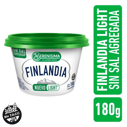 Queso Untable Finlandia Light Sin Sal Agregada 180g
