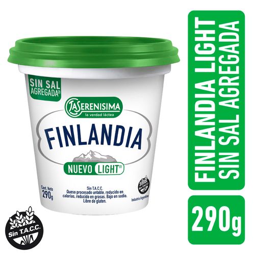 Queso Untable Finlandia Light Sin Sal Agregada 290g