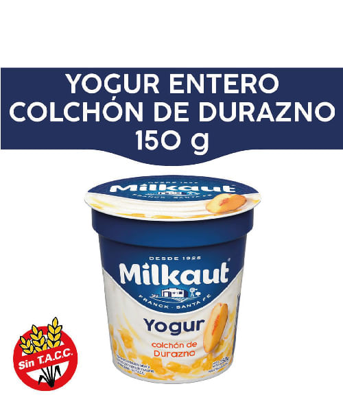 Yogur Milkaut Entero con Colchón de Duraznos 150g