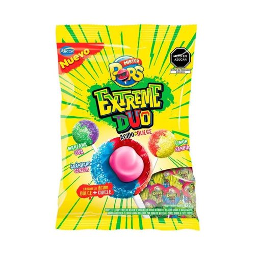 Chupetines Mister Pops Extreme Duo Acidos x 24u
