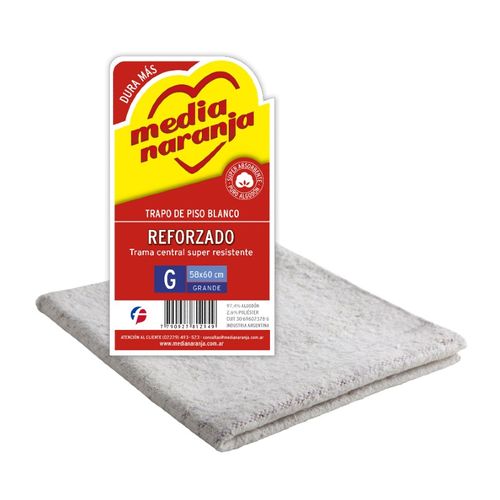 Trapo De Piso Media Naranja Blanco Reforzado 1Unidad