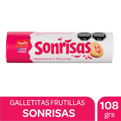 Galletitas Sonrisas Rellenas Sabor Frambuesa 108g