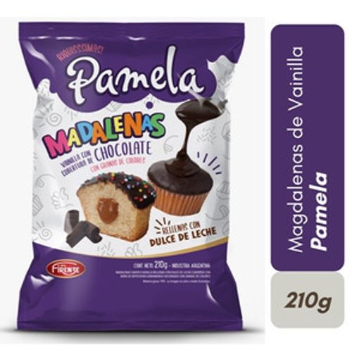 Madalenas Pamela Bañadas Rellenas de Dulce de Leche y Granas 210g