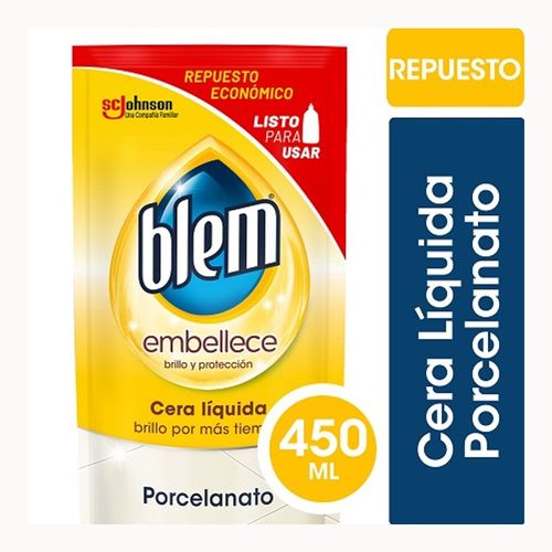 Cera Líquida Blem Porcelanato Incoloro Doy Pack 450Ml
