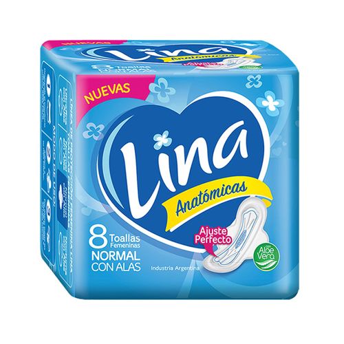 Toalla Femenina Lina Normal Con Ala 8Unidades
