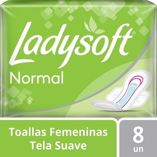 Toalla Femenina LadySoft Normal Con Alas Tela Suave 8Unidades