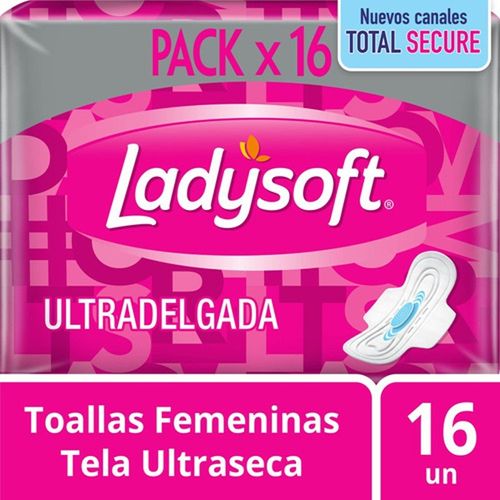 Toallas Femeninas LadySoft Ultradelgada Tela Ultraseca 16Unidades