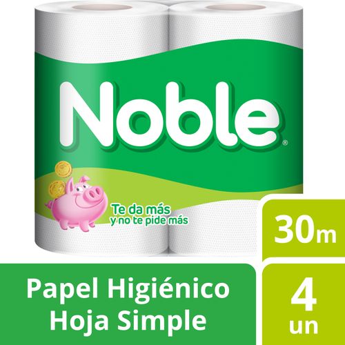 Papel Higiénico Noble Rendipel Hoja Simple 4x30Mts