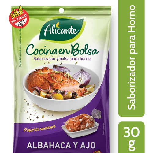 Bolsa sabor albahaca ajo sin tacc Alicante 30 gr.