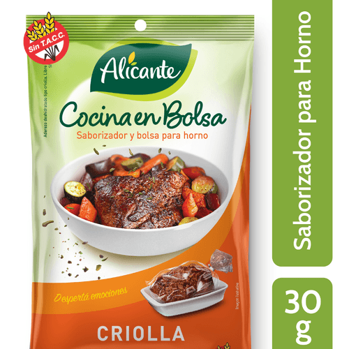 Bolsa para Horno Alicante Sabor Criolla Sin Tacc 30g