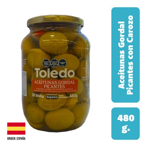 Aceitunas Verdes Toledo Gordal Picantes Con Carozo 480g