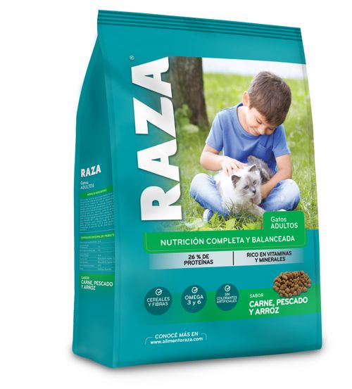 Alimento Para Gatos Raza Sabor Carne Pescado Arroz 1Kg