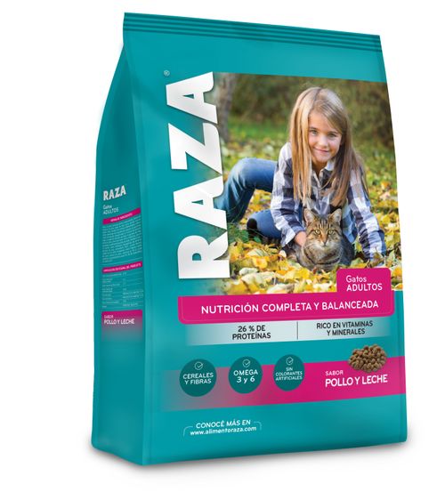 Alimento Para Gatos Raza Sabor Pollo Y Leche 1Kg