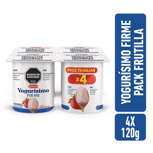 Yogur Yogurísimo Firme Frutilla Entero x 4