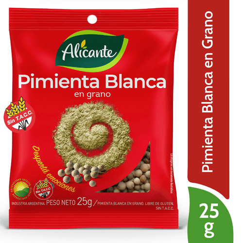 Pimienta Blanca Alicante en Grano Sin Tacc 25g