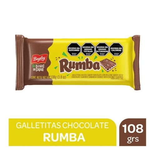 Galletitas Rumba de Chocolate Rellenas Sabor Coco 108g