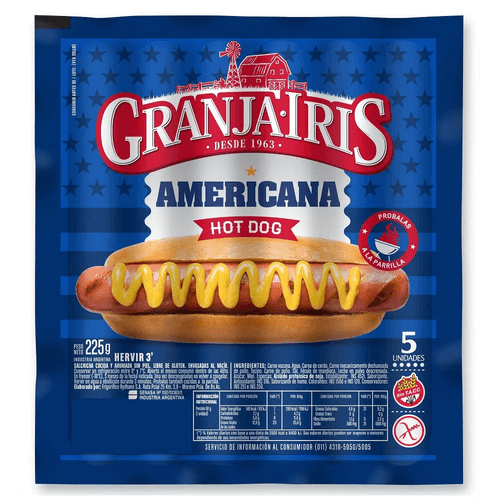 Salchicha Americana Granja Iris x 5u
