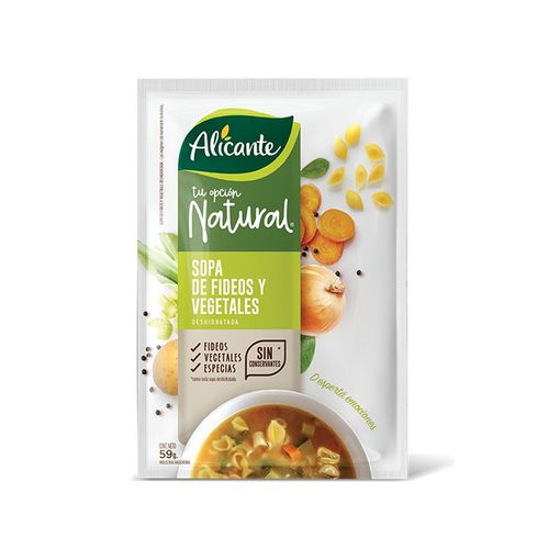 Sopa Alicante Natural Sin Conservantes de Fideos y Vegetales