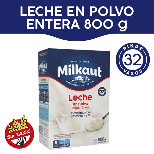 Leche Milkaut en Polvo Entera 800g