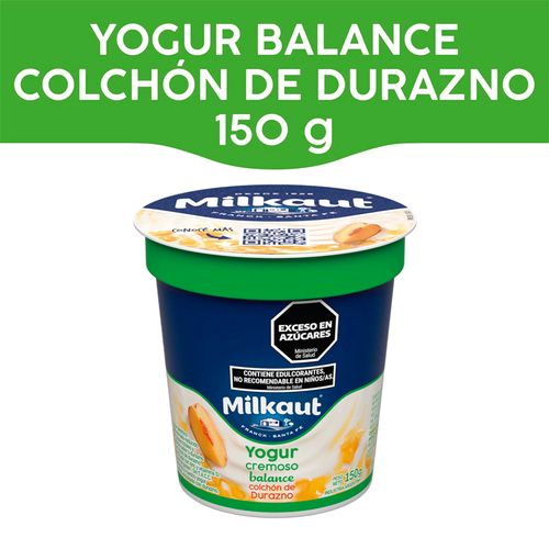 Yogur Milkaut Descremado Balance Colchón Durazno 150g