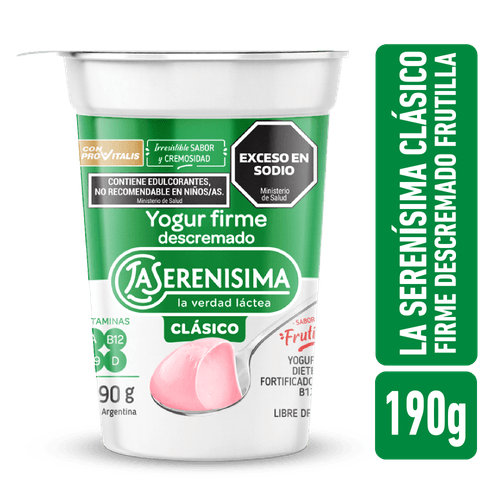 Yogur La Serenísima Firme Descremado Frutilla Clásico 190g