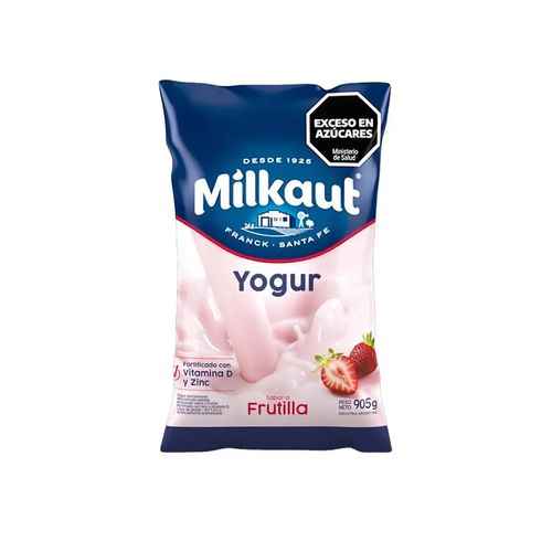Yogur Milkaut Entero Bebible Frutilla en Sachet 950g