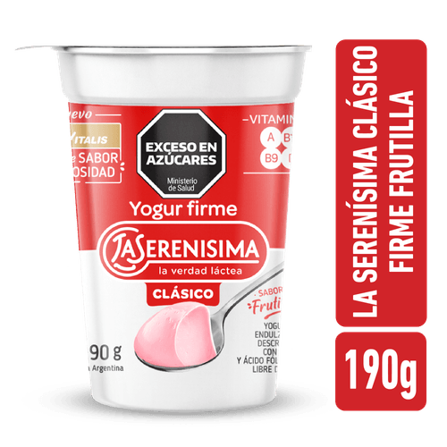 Yogur La Serenísima Firme Entero Frutilla Clásico 190g