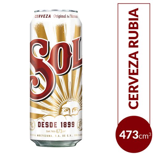 Cerveza Rubia Sol 473ml