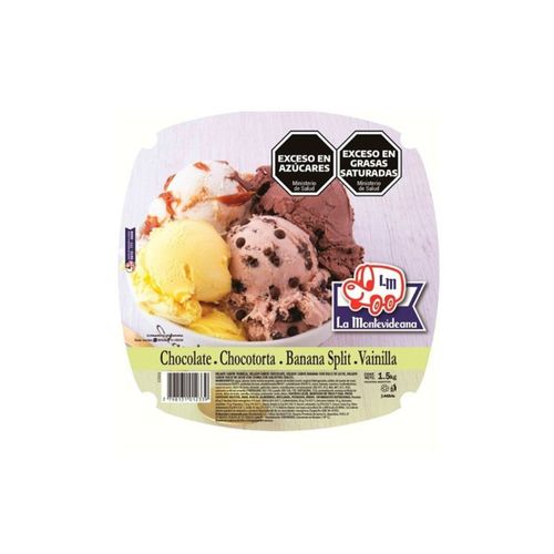Helado La Motevideana Chocolate, Chocotorta, Banana Split y Vainilla 1.5Kg