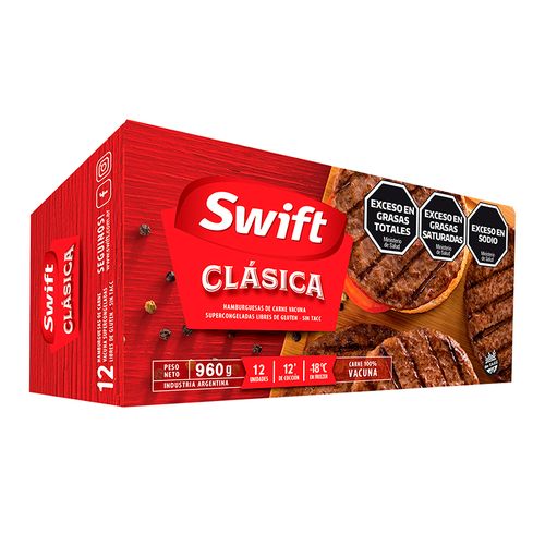 Hamburguesas Clásica Swift 12u 960g