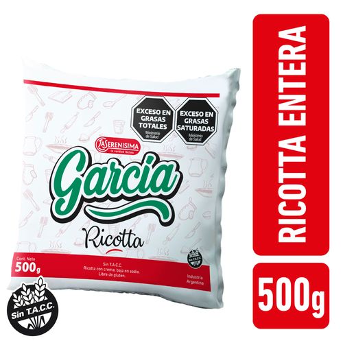 Ricotta García Entera Baja en Sodio 500g