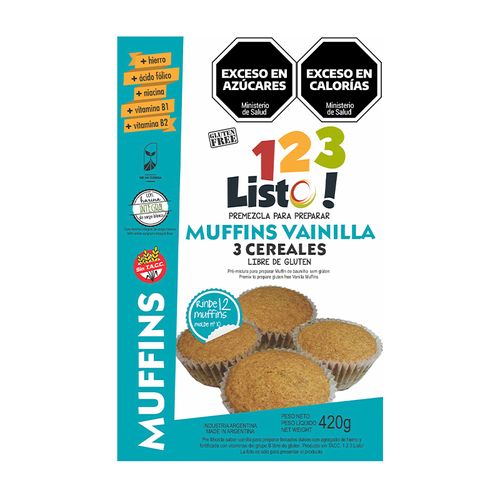 Premezcla 123 Listo para Muffins De Vainilla Sin Tacc 420g