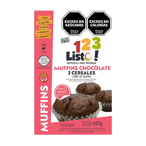 Premezcla 123 Listo para Muffins De Chocolate Sin Tacc 420g