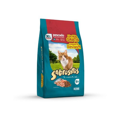 Alimento Gatos Sabrositos Sabor Pescado 10+1 11Kg