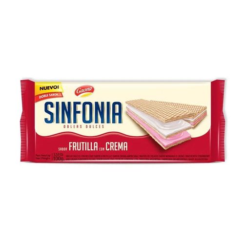 Obleas Sinfonía Duo Frutilla Con Crema 100g