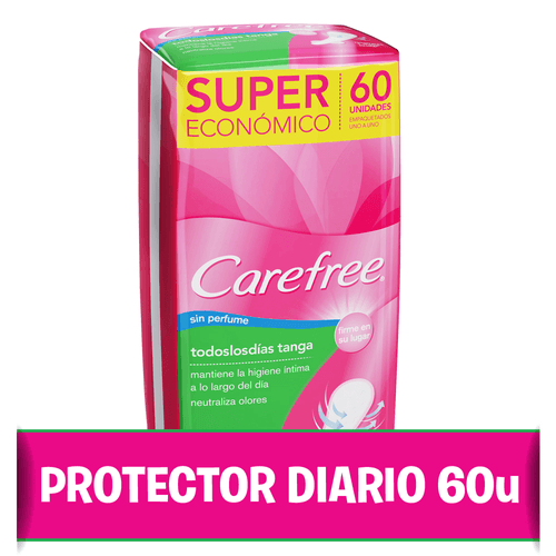 Protectores Femeninos Diarios para Tanga Carefree 60un