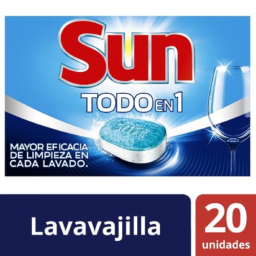 Tabletas Sun Para Maquina Lavavajilla 3En1 20Unidades