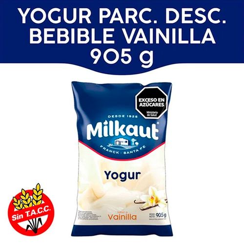 Yogur Milkaut Entero Bebible Vainilla Sachet 900g