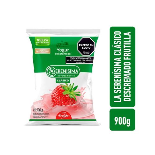 Yogur La Serenísima Descremado Frutilla Sachet 900g