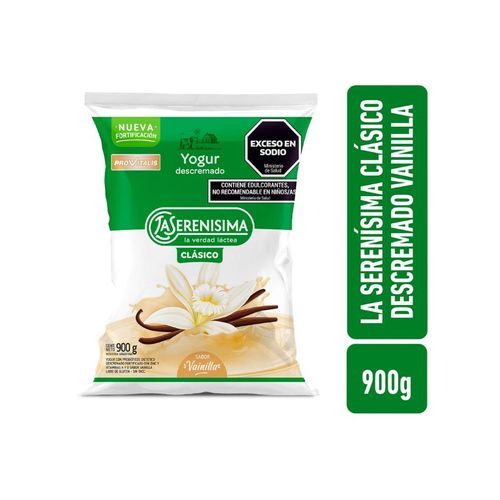 Yogur La Serenísima Descremado Vainilla Sachet 900g