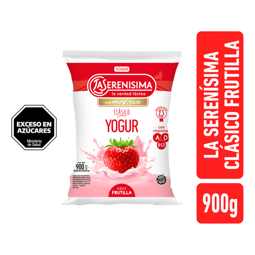 Yogur La Serenísima Entero Frutilla Sachet 900g