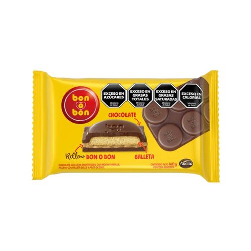 Tableta de Chocolate Bon O Bon Relleno Con Pasta De Maní 160g