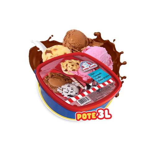 Helado Pote Com Com Flan, Frutilla, Dulce De Leche y Granizado 1.5L