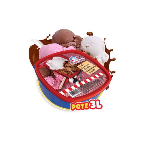 Helado Pote Com Com Granizado, Americana, Chocolate y Frutilla 1.5Kg