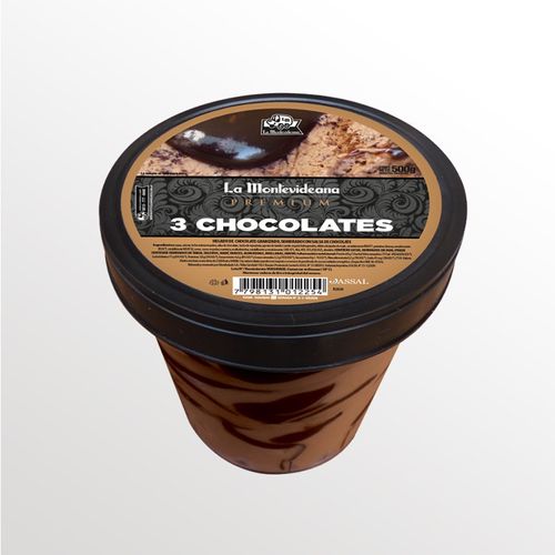 Helado La Montevideana Premium 3 Chocolates 500g