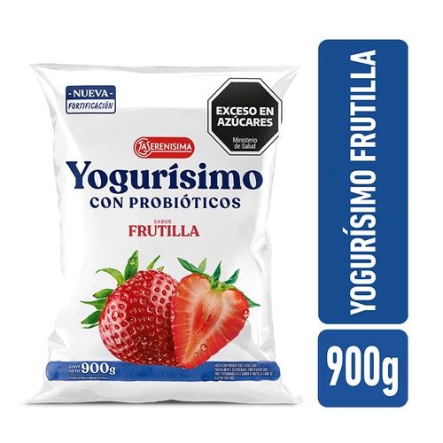 Yogur Yogurísimo Fortificado Entero Sachet Frutilla 900g