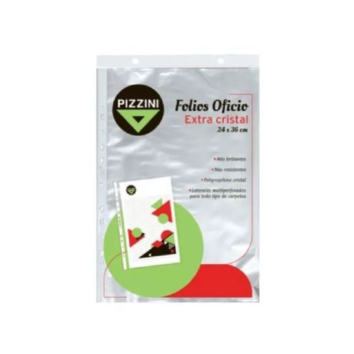 Folio Pizzini Extra Cristal Oficio 10Unidades