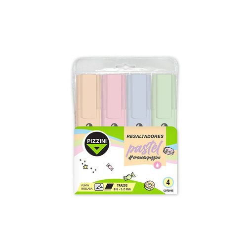 Resaltador Pizzini Biselado Colores 4Unidades