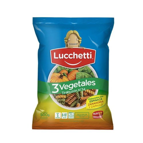 Fideos Lucchetti Tirabuzón 3 Vegetales N°34 500g